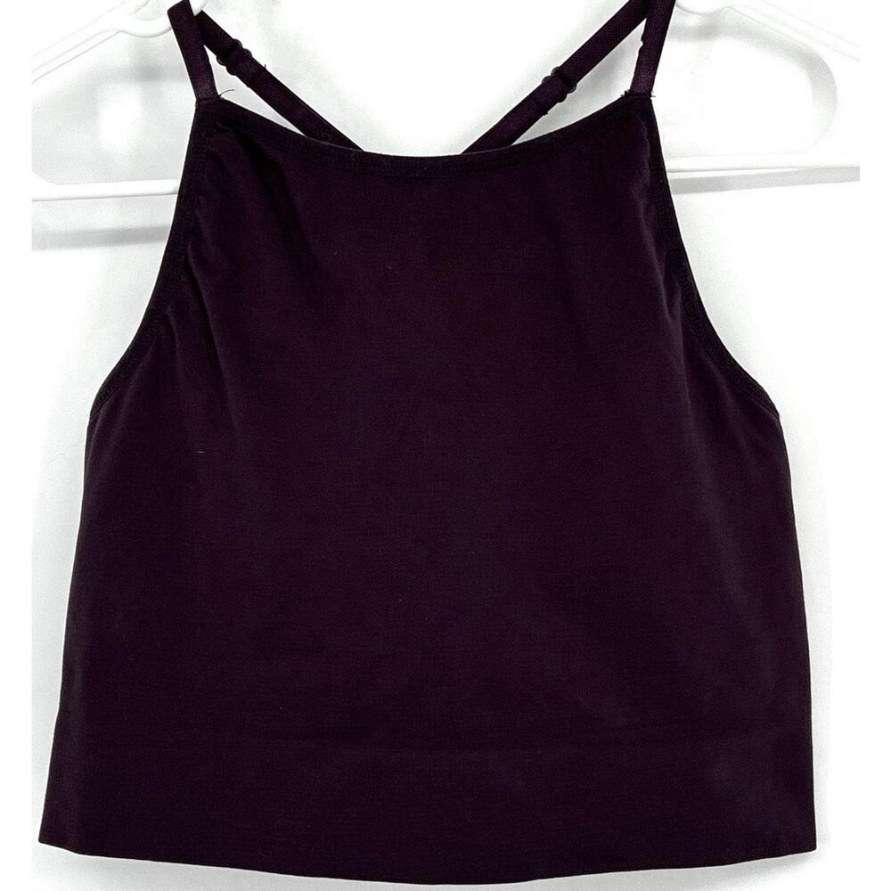 Athleta Purple Long Line Sports Bralette Adjustable Cross-Back Straps has pads